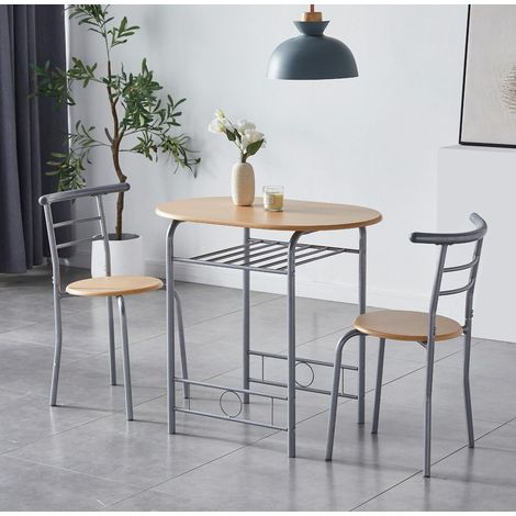Dining Table and Chairs Set Metal Wood Effect Kitchen Table Dining Chairs Barley NATURAL