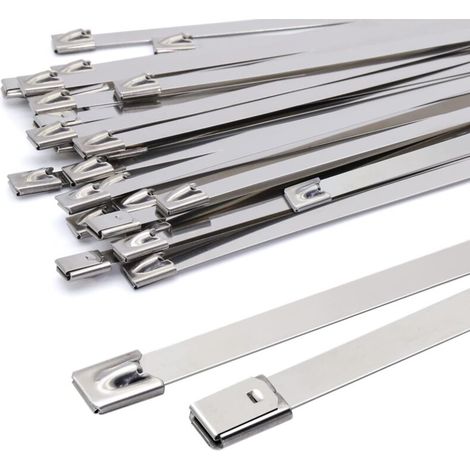 200 7.9mm Metal Cable Ties, Silver Stainless Steel Cable Ties Heavy Duty Cable Ties Pack of 100