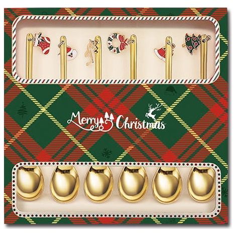Support Pour Couverts De Noël - En Carton Brillant Avec Motifs Arbre De Noël Et Père Noël - Pour Décoration De Table Festive - 6 Pièces