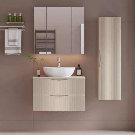 Ensemble meuble simple vasque 80cm et colonne Tao Cachemire (1/5)