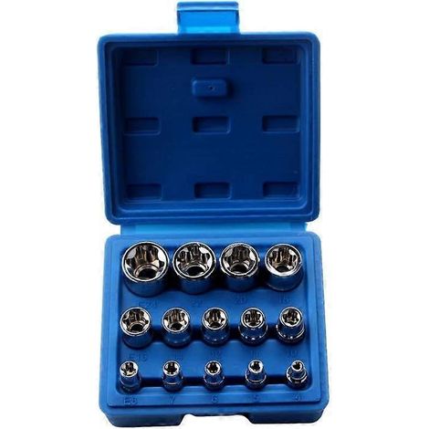 Jeu de 14 douilles Torx femelles hexagonales E4-E24 (1/5)
