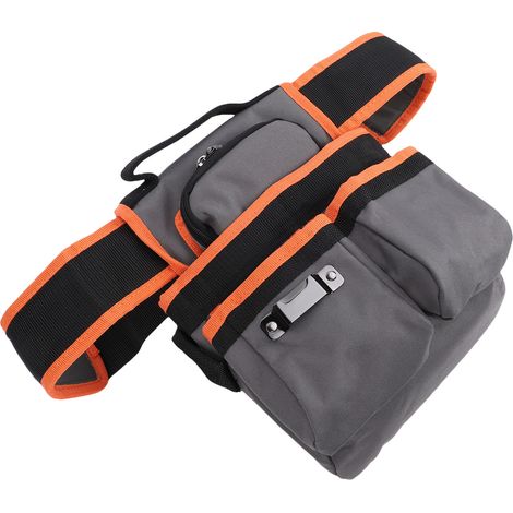 Sac de ceinture outillage électricien avec pince poche multiple robuste tissu Oxford anti-abrasion pour bricolage charpentier YB-020 gris orange (1/5)