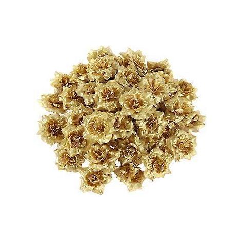 VORCOOL 50 têtes de roses en soie pour chapeaux, vêtements et albums, 4,5 cm (dorées)