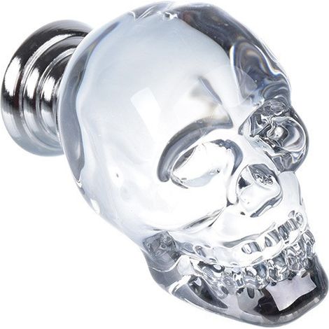 BEBUSINGOTO tiradores de calavera de cristal transparente, para cajón de cocina, armario, dormitorio, mesita de noche y tocador (transparentes). (1/5)