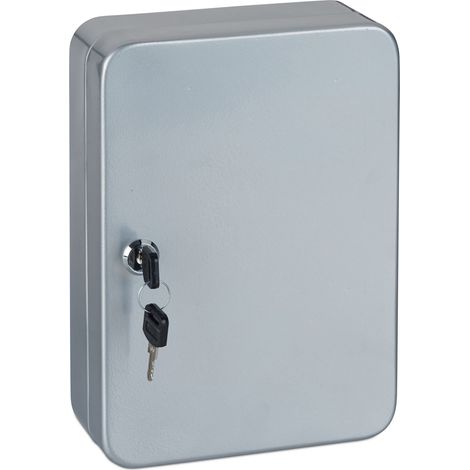 Práctico armario de llaves de pared 25 x 18 x 7,5 cm con 48 ganchos etiquetas de hierro gris 130006271 (1/5)