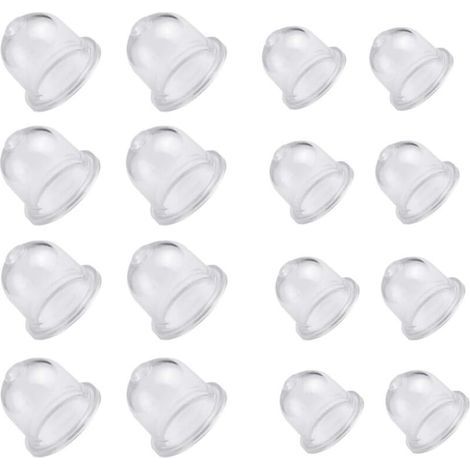16Pcs Pompe Amorçage Poire Amorcage Gasoil Carburant Primer Ampoule Tasse d’Huile de Carburateur Transparente Poire d’amorcage Debroussailleuse pour Tondeuses à Essence Soufflantes 19/22mm (1/5)