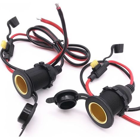 Prise allume-cigare, ensemble de 3 prises allume-cigare, étanche de qualité marine 12 V, prise allume-cigare pour moto marine ATV pour véhicules marins, avec fusible en métal et câble de connexion de (1/3)