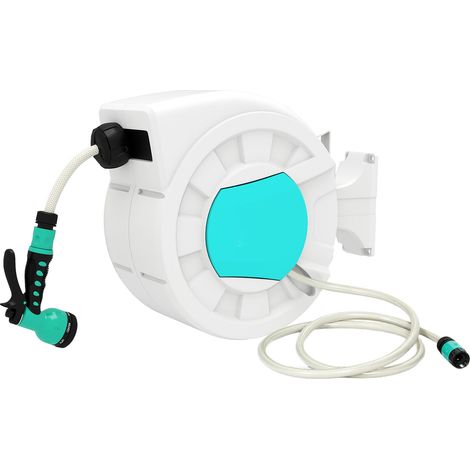 Avvolgitubo da Giardino Retrattile con Tubo dell'Acqua 25+2 m e 7 Getti per Irrigazione Verde e Grigio Chiaro (1/5)