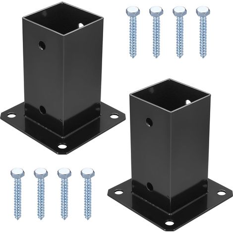 Support Poteau Bois, Support de Poteau de Clôture Carré, Support Poteau à Visser, Support de Fixation Ancrage pour Poteau Bois 70x70 mm, Manchon de Sol pour Pergola Clôture Balançoire (1/5)