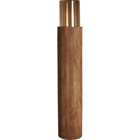 Photophore en bois de manguier et verre fumé - brun et verre fumé brun (1/5)