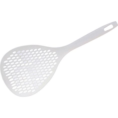 Écumoire à trous, résistante à la chaleur, en PP durable, avec long manche, passoire ergonomique multifonction pour frire, égoutter et laver. (1/5)