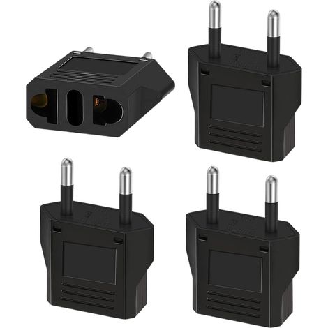 Kit de 4 adaptateurs de voyage – Adaptateur US vers UE, adaptateur pour appareils américains – noir (1/5)