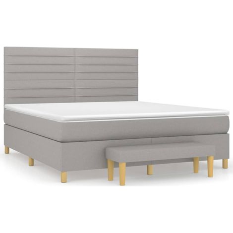Maison Exclusive - Cama box spring con colchón tela gris claro 18