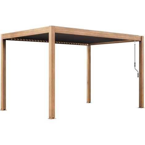 Pergola bioclimatique autoportée 3x4m en aluminium bois gris