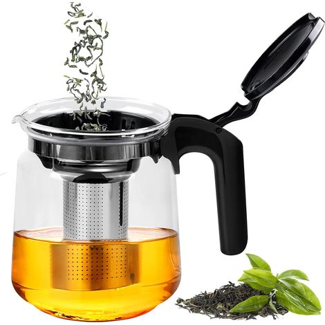 Théière en verre 1500 ml avec infuseur à thé, théière en verre, théière avec infuseur, pour sachets de thé en vrac, café (1/5)