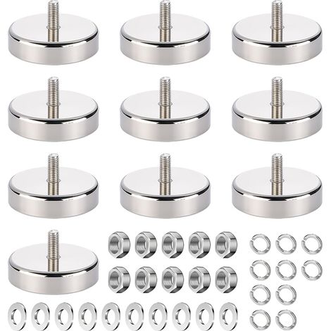 10 Pcs Neodymium Magnets, Ø25mm aimants néodyme ronds avec filetage, aimant extra puissant avec une force d'adhérence de 20 kg Systèmes magnétiques pour vis, œillets ou crochets (1/5)