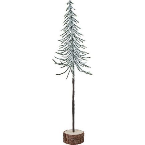 Medium Snowy Spindle Tree in Wood Log - Plastic - Height 30 cm - Brown