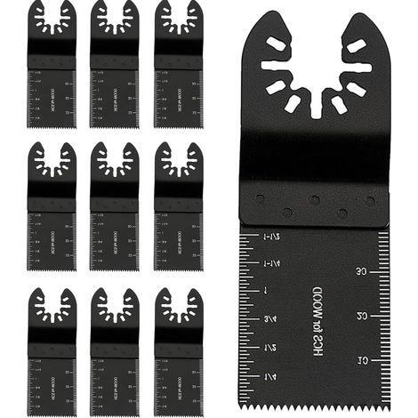 Lame oscillante multifonction - 10 pièces 34 mm - Acier à haute teneur en carbone - Dents fines - Pour bois, plastique (1/5)