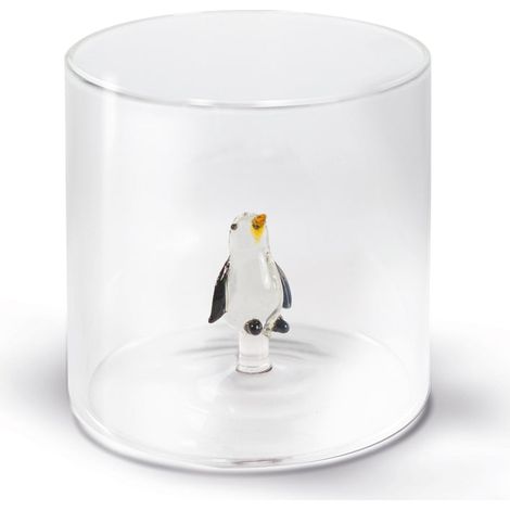 WD LifeStyle Bicchiere Vetro Borosilicato Cc 250 ml Decoro Pinguino