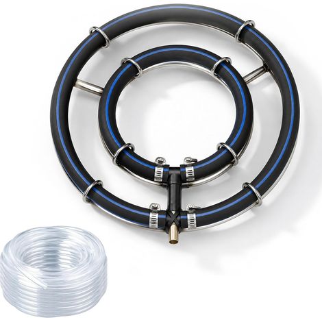 Aérateur de bassin - 25 cm - Anneau de ventilation 2 en 1 - Tuyau d'air en acier inoxydable 304 - Alimentation en oxygène avec micro-bulles - Pour bassin de jardin, aquarium (1/5)