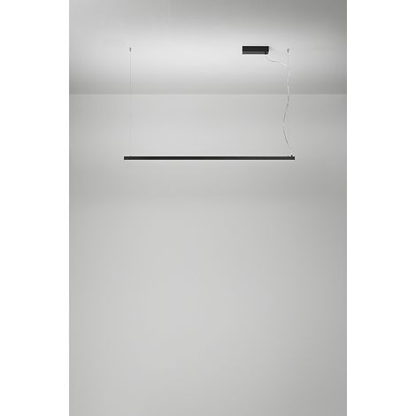 Suspension LED 45W Série 8460 en Métal Noir Mat, CCT Dimmerable 2700K-4000K, Hauteur Réglable avec Rosace Décentrée - Perenz Luminaire Design