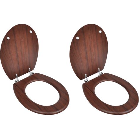 Sièges de toilette avec couvercles 2 pcs MDF Marron
