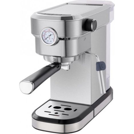 Kitchenchef – Machine à expresso 20 bars inox brossé – Réservoir 1,2 L – Manomètre – Système de chauffage thermo block – Buse vapeur