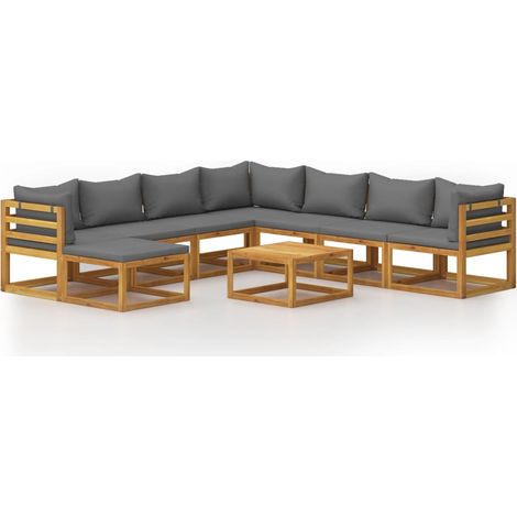 Maison Exclusive - 9-tlg. Garten-Lounge-Set mit Auflagen Massivho