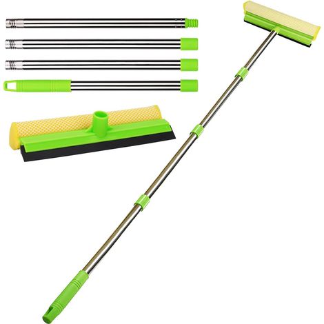 Nettoyeur de vitres de 152,4 cm avec raclette et éponge, kit de lave-glace de voiture 2 en 1 avec poignée de 148 cm à 4 sections extensible, outil de nettoyage de vitres de douche pour (1/5)