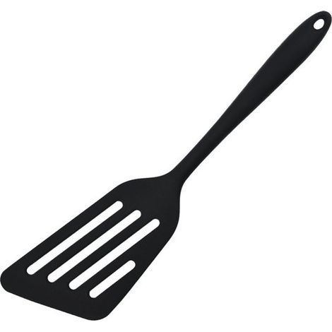 Spatule de cuisson - Spatule wok - Petites spatules - Silicone - Spatules de cuisine - Suspendable - Lavable au lave-vaisselle - Ustensiles de cuisine - Lèche-plat - 34,5×7,8cm - Noir