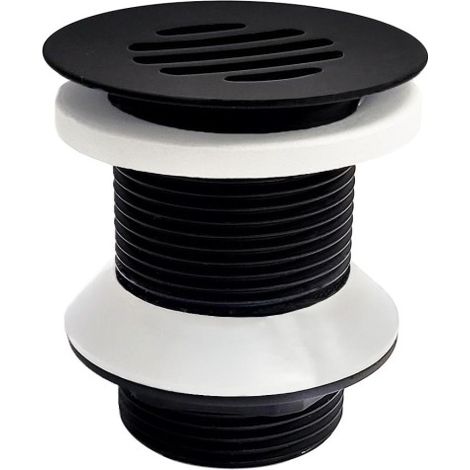 Mob-In – Bonde de lavabo à écoulement libre – Grille sans trop plein – Hauteur 8 cm – Sortie filetée diamètre 4,2 cm – Compatible vasques sans trop plein (1/3)