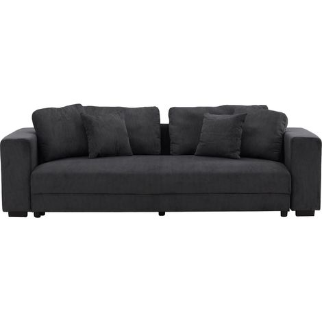 Bellman Schlafsofa 3-Sitzer 4 Zierkissen Samt grau. (1/3)