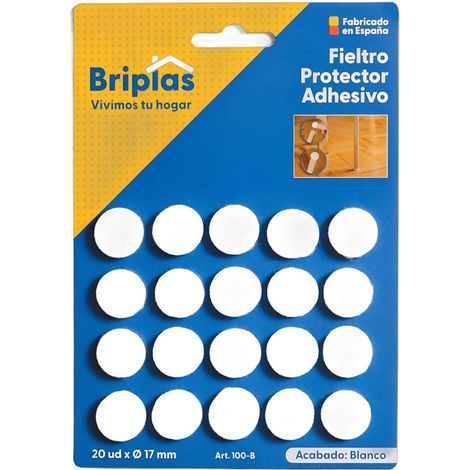 Feltro Adesivo Rotondo 17 mm Bianco - 20 Pezzi