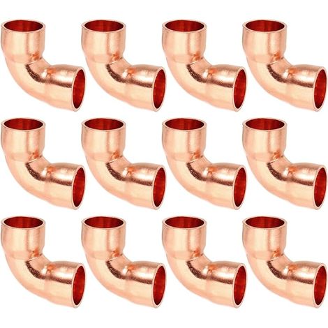 12pcs Raccord Coudé en Cuivre pour Tuyaux Gaz, 10mm Raccord Tuyau d'Arrosage Durite Essence, Raccords Tuyauterie à Pression pour HVAC Climatisation Plomberie, Épaisseur 1mm