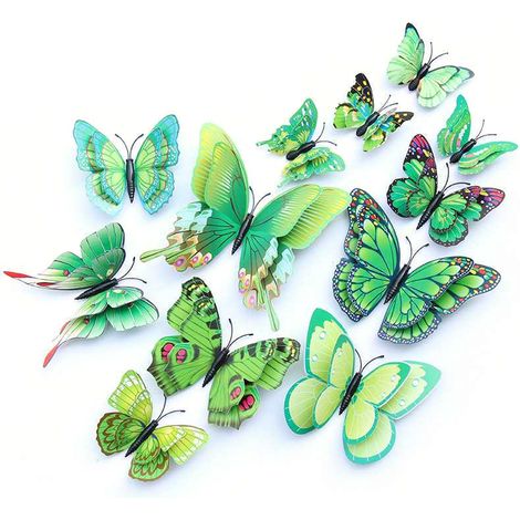 Autocollants Muraux Papillons 3D - 48 Pièces PVC Étanche - Pour Décoration Murale Porte Chambre Enfant - Lot Complet (1/5)