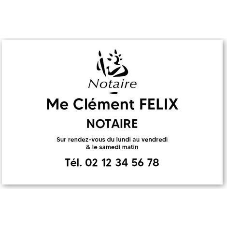 Plaque professionnelle PVC 30x20 Personnalisée avec Logo | Notaires - Blanche lettres noires (1/3)