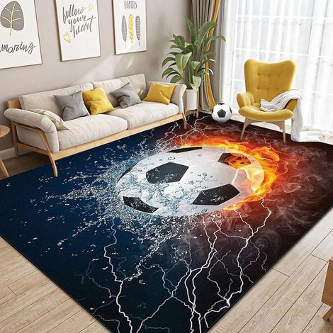 Tapis imprimé Ballon de Football, Tapis de Bain antidérapant Doux pour Salon, décoration d'intérieur (80 x 120 cm) (1/5)