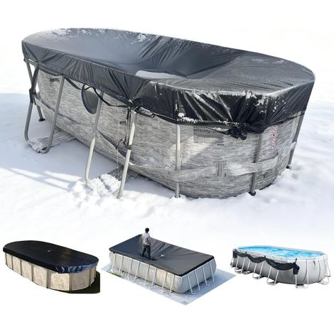 Couverture dhiver pour piscine ovale 12 x 18 pi avec rangement
