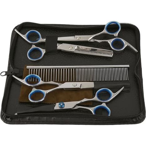Ensemble de 6 ciseaux professionnels pour le toilettage et la coupe des animaux de compagnie (1/5)