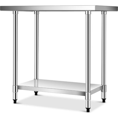 Tavolo da lavoro da cucina 61 x 91,5 x 90 cm con ripiano regolabile e ruote bloccabili stile moderno acciaio inox argento 200014057