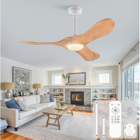 Ventilatore da soffitto con luce LED 42 pollici, 6 velocità, telecomando, bianco DESVIAE (1/5)