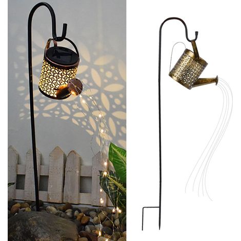 Solarbetriebene Gartensprinklerleuchte, Rasenleuchte, durchbrochene, kesselförmige Lampe aus Schmiedeeisen, Bewässerungslampe, wasserdichte dekorative Außenleuchte für Garten, Rasen, Einfahrt und Terr (1/5)