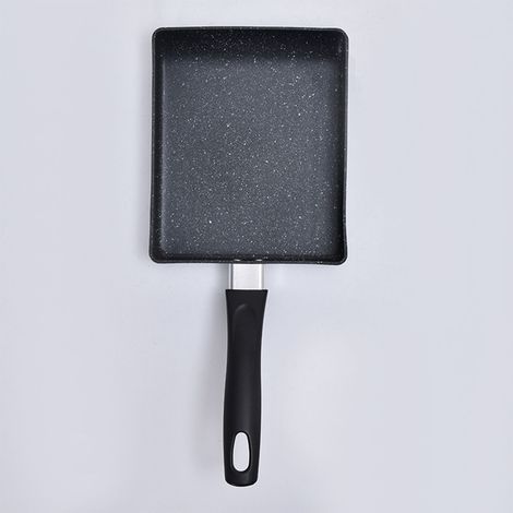 Mini-Bratpfanne, schwarz, für den Hausgebrauch, tragbar, japanischer Stil, rechteckig, zum Braten von Eiern, Mini-Omelettpfanne, 13 x 18 cm (1/5)