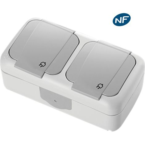 Double prise 2P+T étanche IP54- Viko by Panasonic - Gris - NF (1/7)