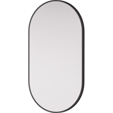 Bernstein – Miroir mural ovale 55x100cm avec cadre en aluminium noir – Montage vertical ou horizontal – Verre miroir 4mm résistant à la corrosion - 8144B