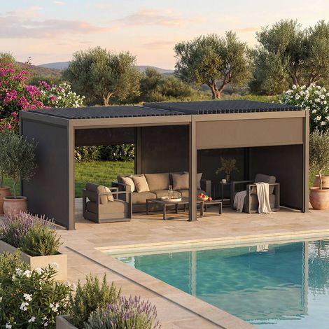 Pergola autoportante Evonis 6x3m gris graphite - Hespéride