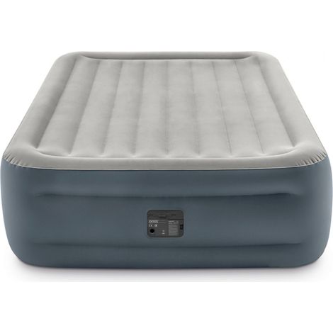 Intex 64126NP - Materasso Essential Rest Matrimoniale, con Pompa Elettrica Incorporata, PVC, Grigio, 152x203x46 cm