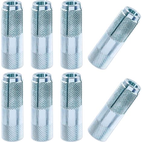Lot de 8 chevilles moletées en acier au carbone plaqué zinc de qualité supérieure de 1,27 cm pour béton massif (1/5)