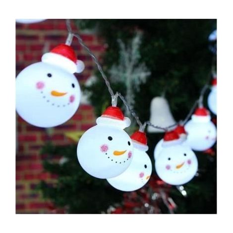 LED Snowman-Shaped Light Garland - 1.5 Meters - 10 Lights - IP44 Waterproof