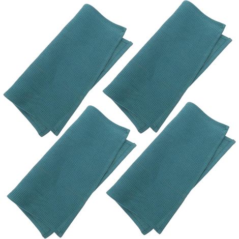 4pièces Serviettes De Cuisine Gaufrées Coton Torchons Absorbants à Séchage (1/5)